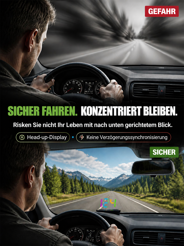 【Kostenloser Versand】Intelligentes KI-Head-up-Display 🚗 | GPS-Tachometer | Kampfjet-Technologie | Sichere Nachtsicht