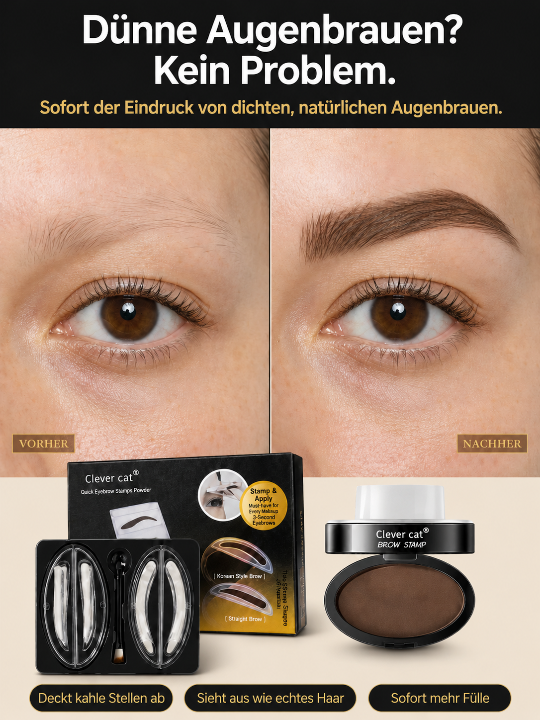 Wasserdichtes Augenbrauenpuder-Set für Faule-✨ 3-Sekunden-Stempel: Sorgt sofort für die perfekte Form.