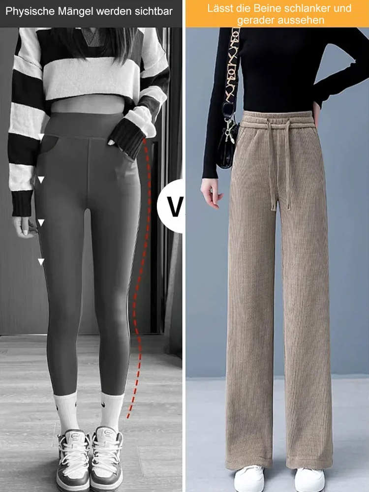 【Kaschmir, dickere Version】High-Waist, fließende, gerade Hose