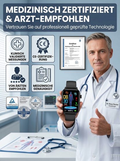 Schluss mit dem Stechen! Blutzucker und Blutdruck direkt am Handgelenk messen – Ihr 24h-Gesundheitsschutz.