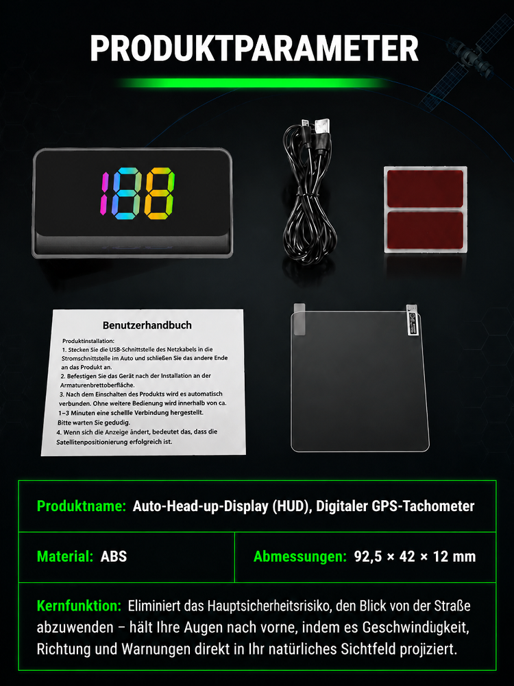 【Kostenloser Versand】Intelligentes KI-Head-up-Display 🚗 | GPS-Tachometer | Kampfjet-Technologie | Sichere Nachtsicht