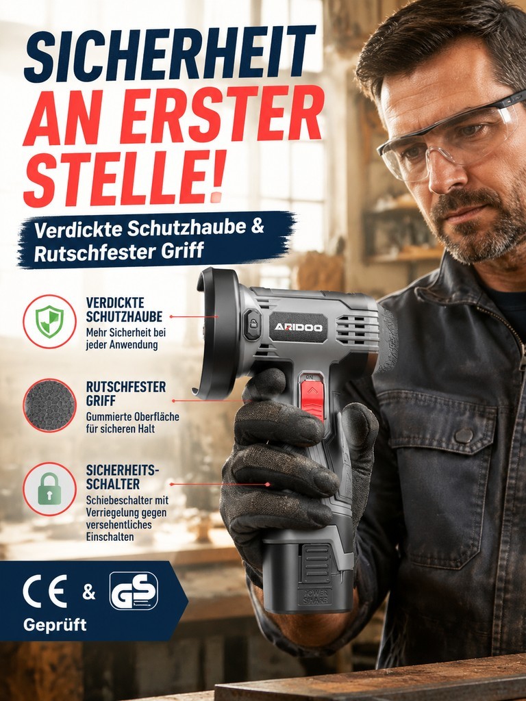 Kabelloser Mini-Winkelschleifer mit Digitalanzeige