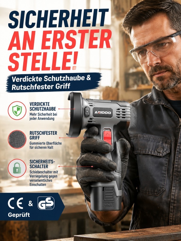 Kabelloser Mini-Winkelschleifer mit Digitalanzeige