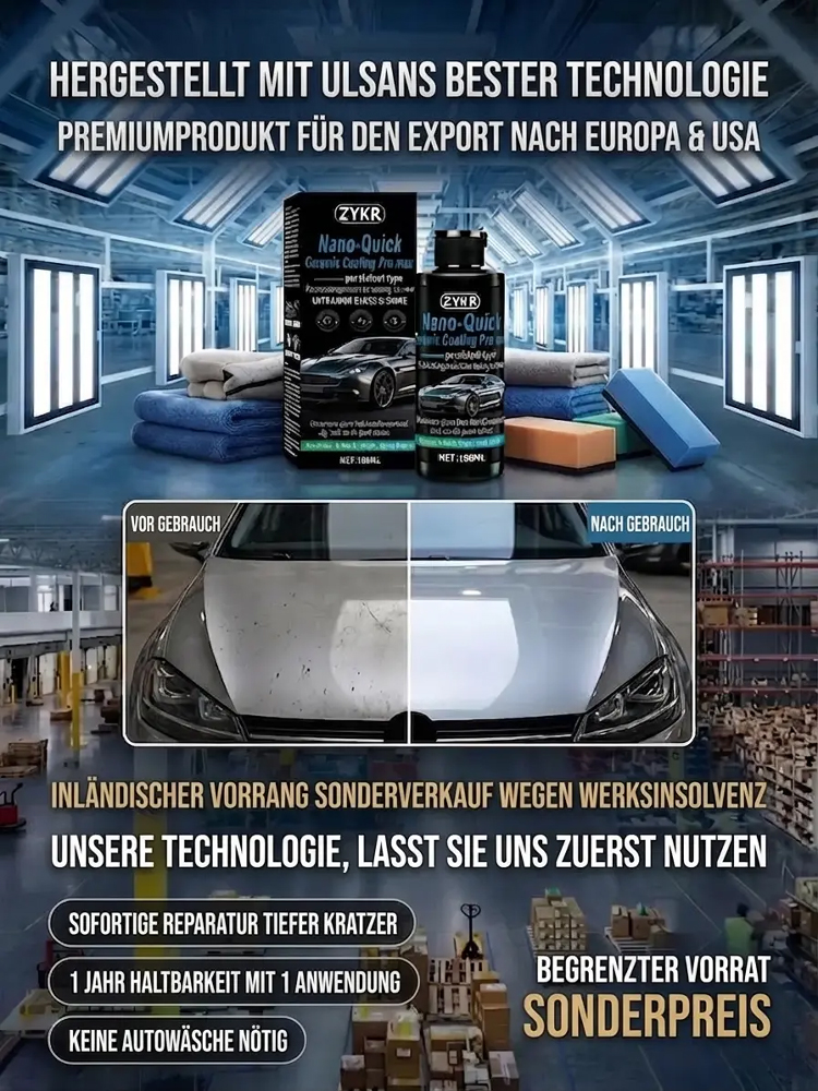 🎁50% Rabatt🔥Hochglänzendes Nano-Keramik-Beschichtungsspray, wasserabweisend & kratzfest 