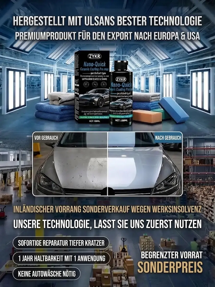 🎁50% Rabatt🔥Hochglänzendes Nano-Keramik-Beschichtungsspray, wasserabweisend & kratzfest 