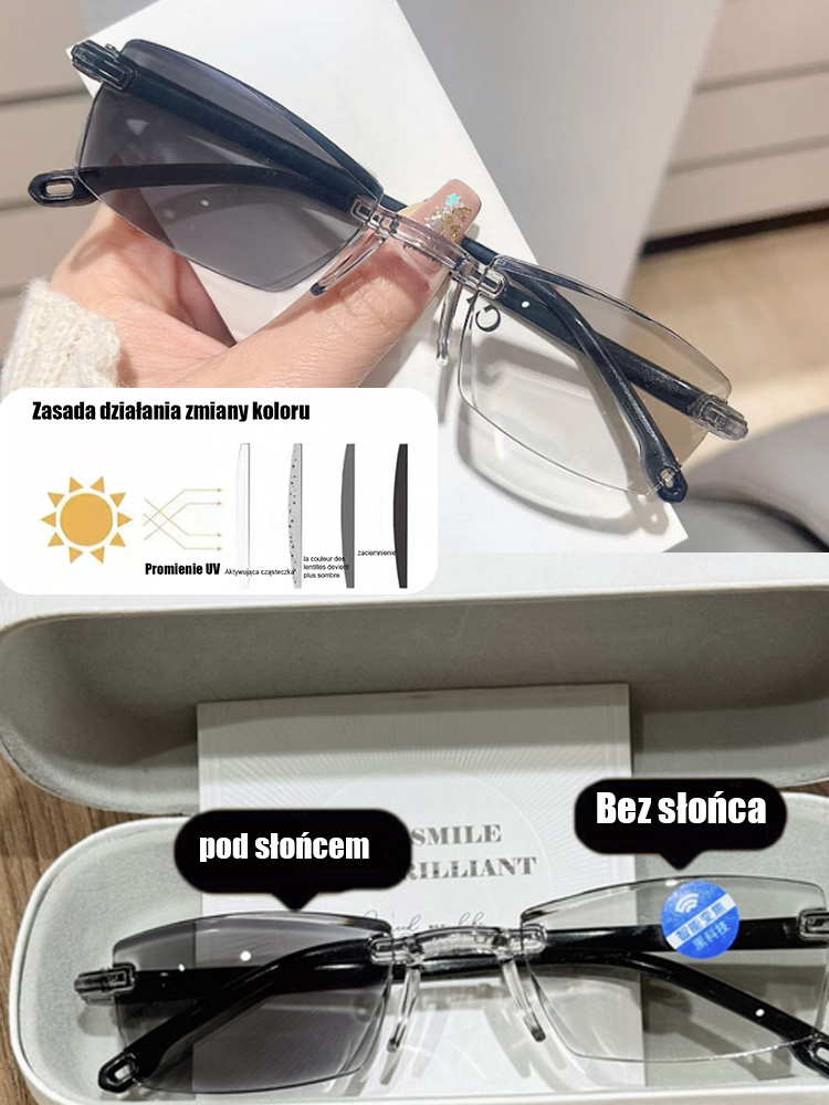Zmieniające kolor okulary do czytania chroniące przed niebieskim światłem