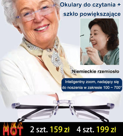 Okulary do czytania z automatycznym zoomem