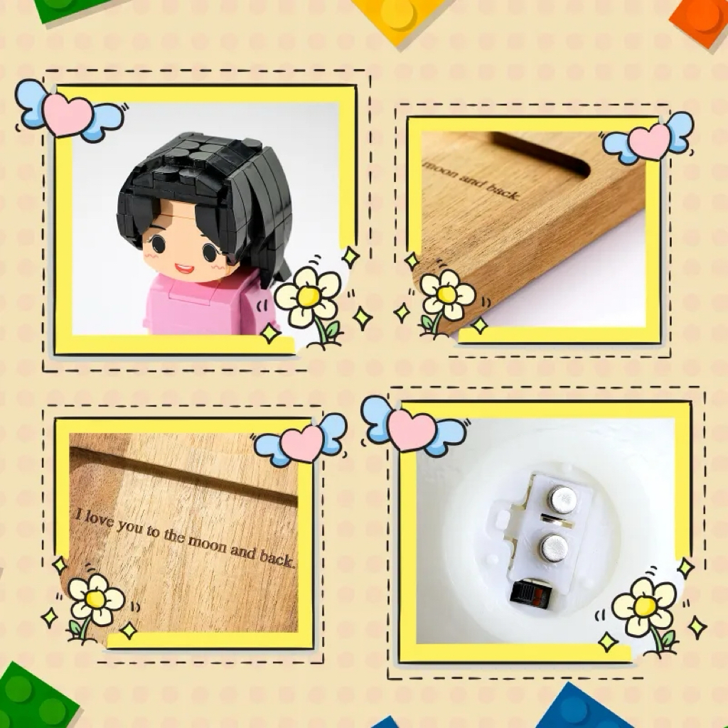 Custom Name & Photo Brick Figure Night Light Personalized Family Night Light Best Gift