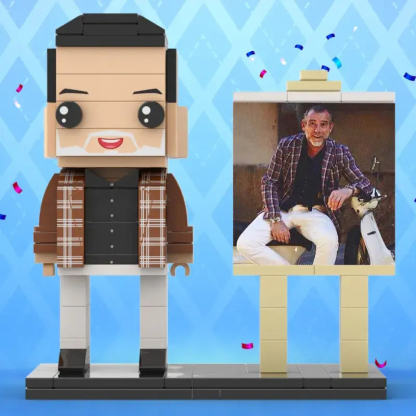 Full Body Custom 1 Person Brick Figures with Frame Personalized Photo Father's Day Gift