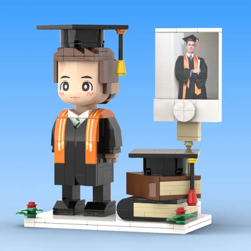Full Body Customized 1 Person Brick Figures with Photo Graduation Season Theme Graduation Gift