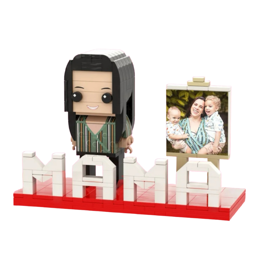 Full Body Custom MAMA 1 Person Brick Figure with Photo Mother's Day Gift