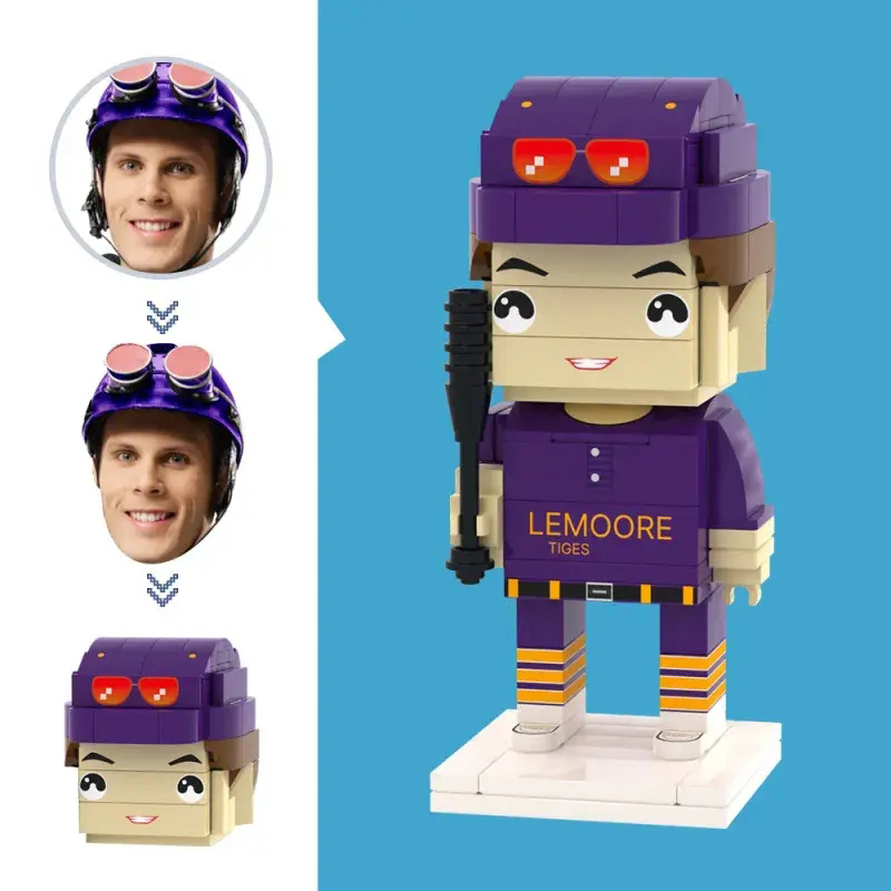 Customized Head Baseball Player Brick Figures Small Particle Building Block Toys Can Be Customized As Building Block Art Gifts
