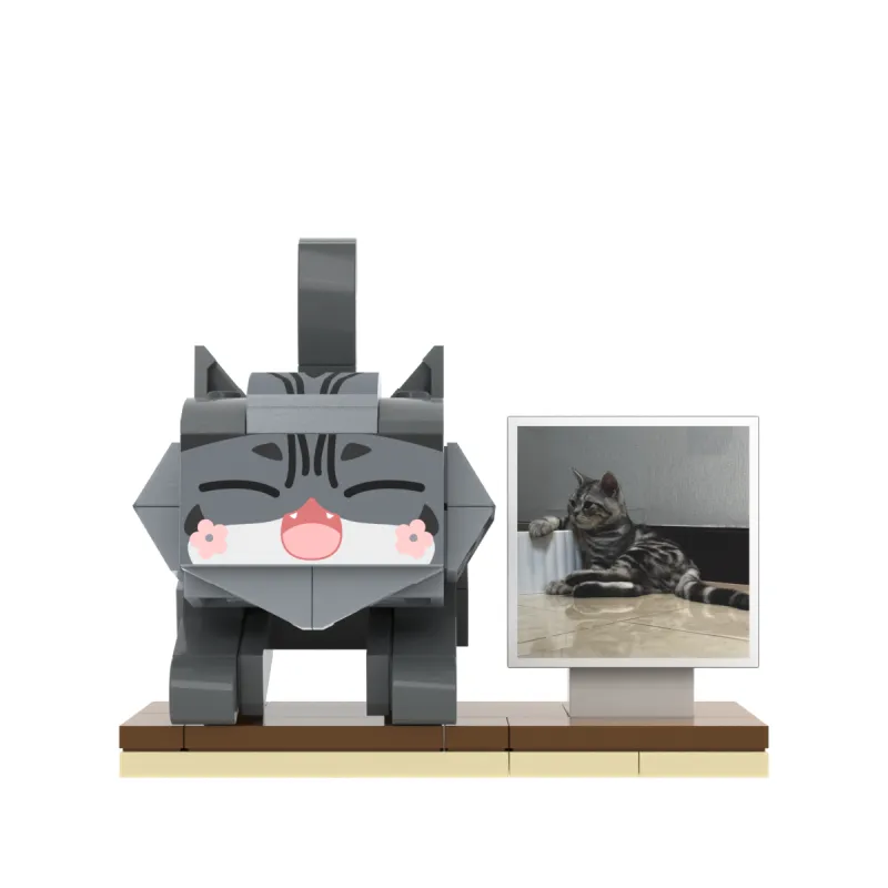 Custom Pet Brick Figure Fully Body Customizable 1 Cat Photo Brick Figures Customized Cat Only (Fixed posture as shown in the picture)