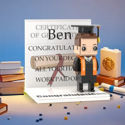 Custom Text Brick Figure Full Body Customizable 1 Person Display Panel Graduation Gift