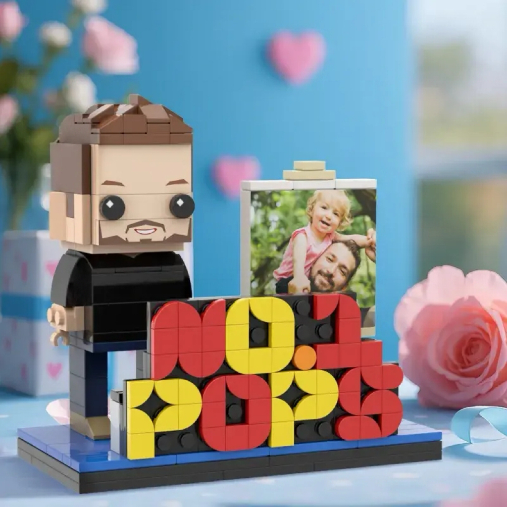 Full Body Customizable No.1 POPS Building Block Figures with Photo - Perfect Father's Day Gift