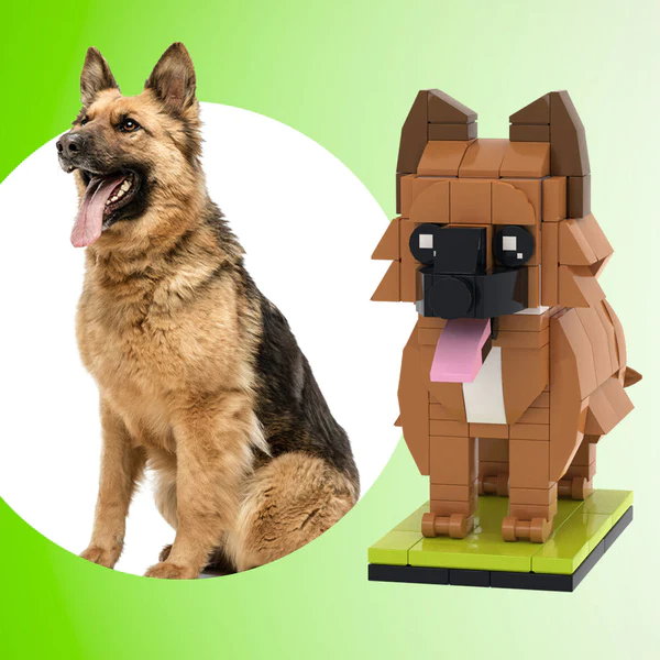 Fully Body Customizable German Shepherd 1 Dog Photo Custom Brick Figures Small Particle Block Brick Me Figures Customized German Shepherd