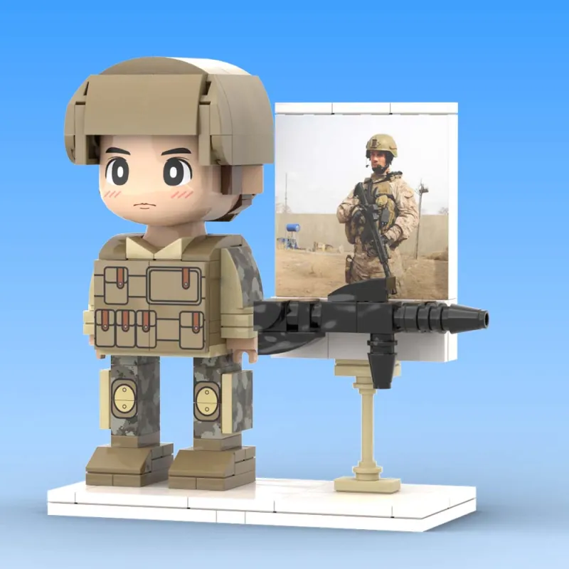 Full Body Customized 1 Person Brick Figures with Photo Soldier Theme Gift Birthday Gift Valentines Gift Father's Day Gift