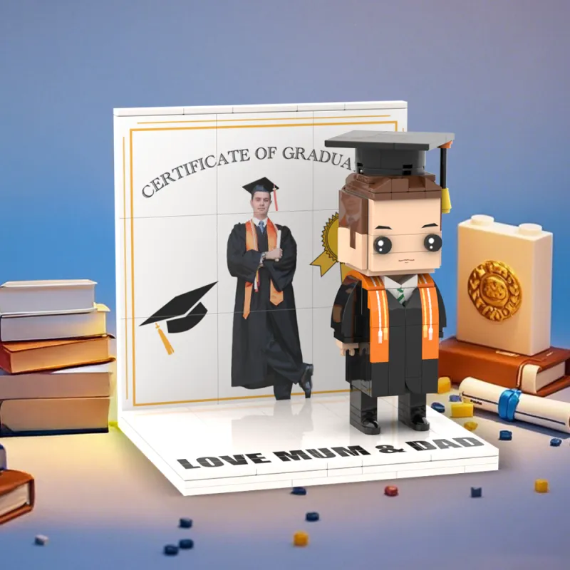 Personalized Text Brick Figure Full Body Customizable 1 Person Display Panel Graduation Gift