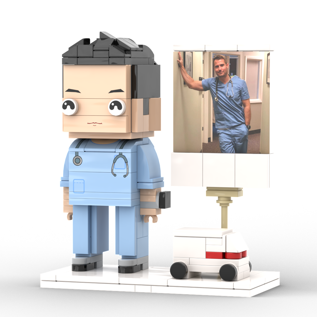 Full Body Customized 1 Person Brick Figures with Photo Doctor Theme Gift Birthday Gift Valentines Gift Father's Day Gift