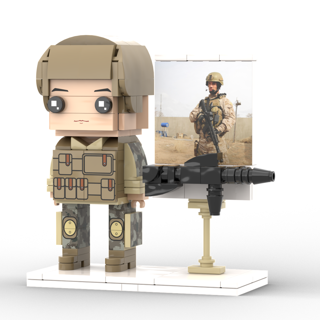 Full Body Customized 1 Person Brick Figures with Photo Soldier Theme Gift Birthday Gift Valentines Gift Father's Day Gift