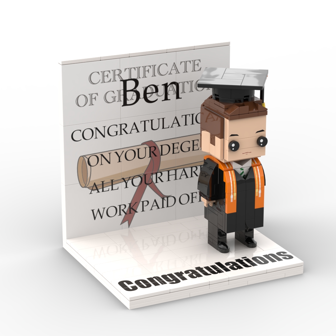 Custom Text Brick Figure Full Body Customizable 1 Person Display Panel Graduation Gift