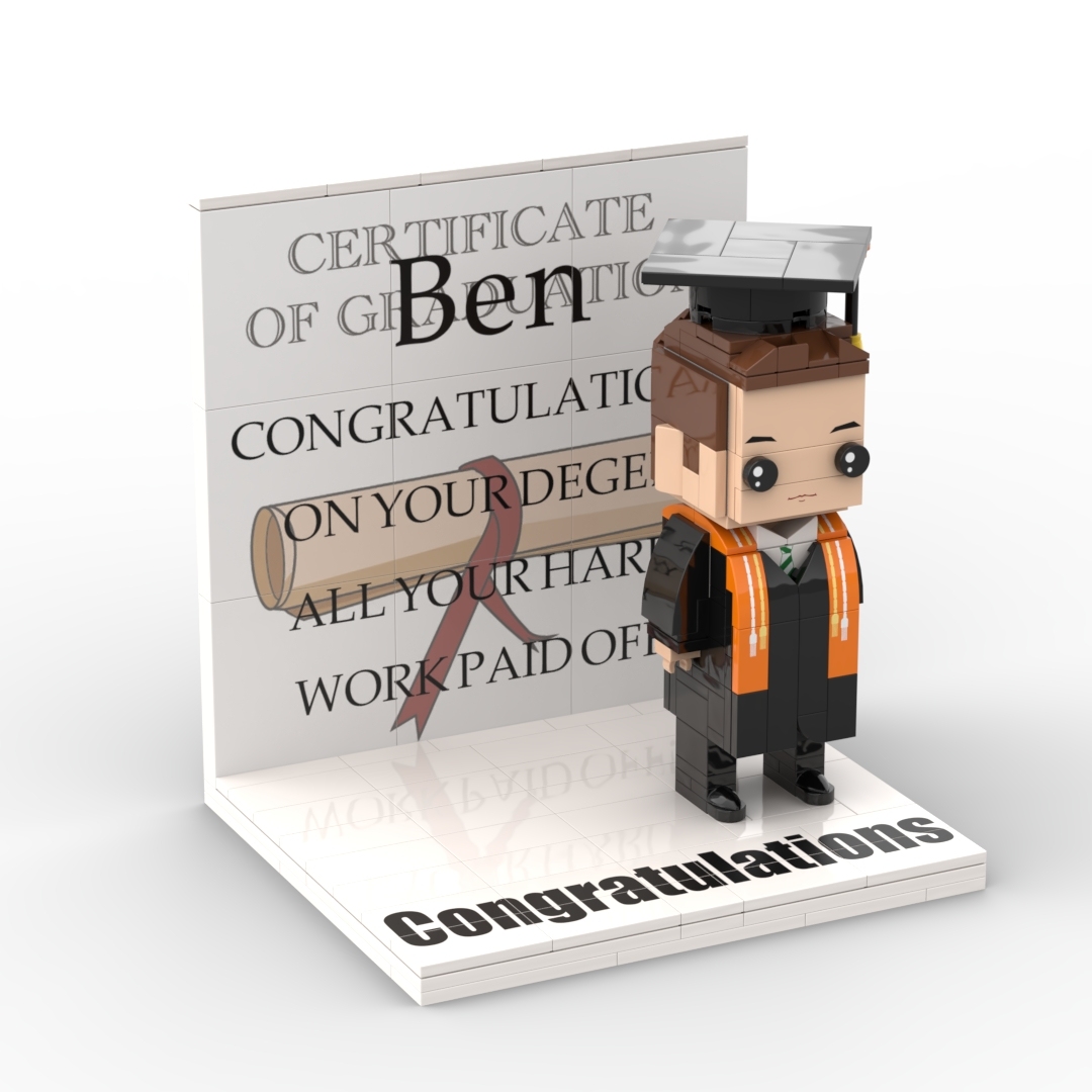 Custom Text Brick Figure Full Body Customizable 1 Person Display Panel Graduation Gift