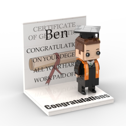 Custom Text Brick Figure Full Body Customizable 1 Person Display Panel Graduation Gift