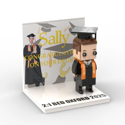 Custom Text Brick Figure Full Body Customizable 1 Person Display Panel Graduation Gift