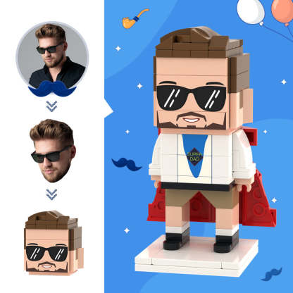 Gifts for Dad Custom Head Brick Figures Super Dad Brick Figures Small Particle Block Toy