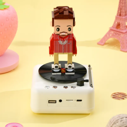 Customizable 1 Person Full Body Custom Brick Figures with Bluetooth Speaker Base Can Play Music Anniversary Gift