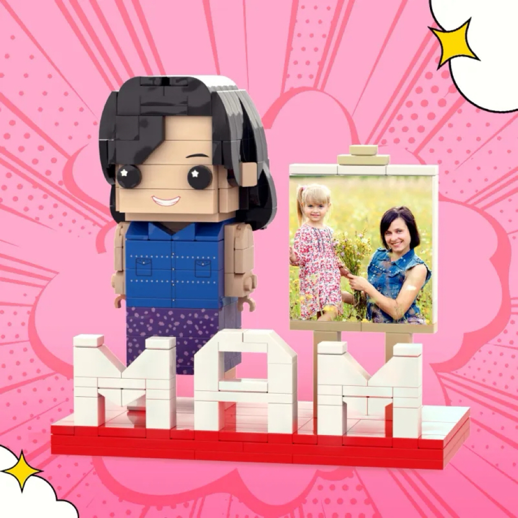 Full Body Custom MAM 1 Person Brick Figure with Photo Mother's Day Gift