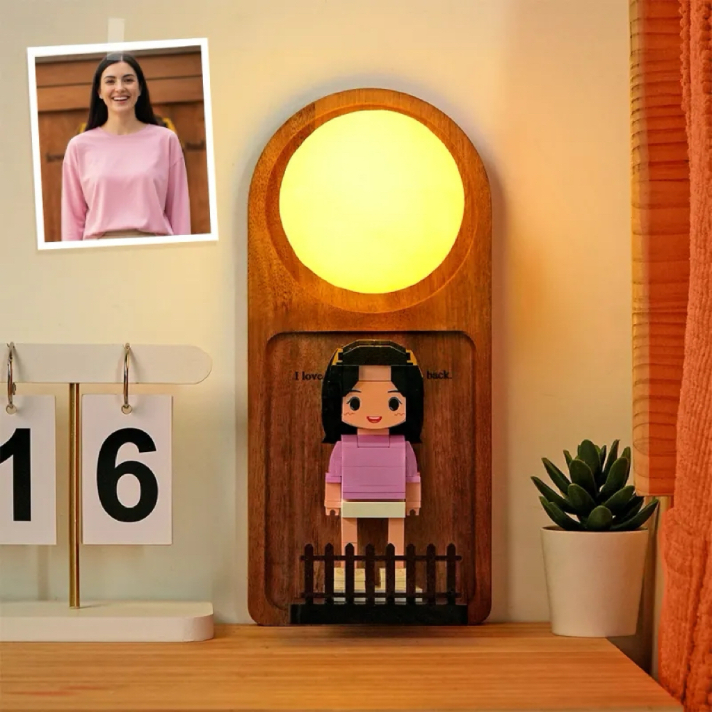 Custom Name & Photo Brick Figure Night Light Personalized Family Night Light Best Gift