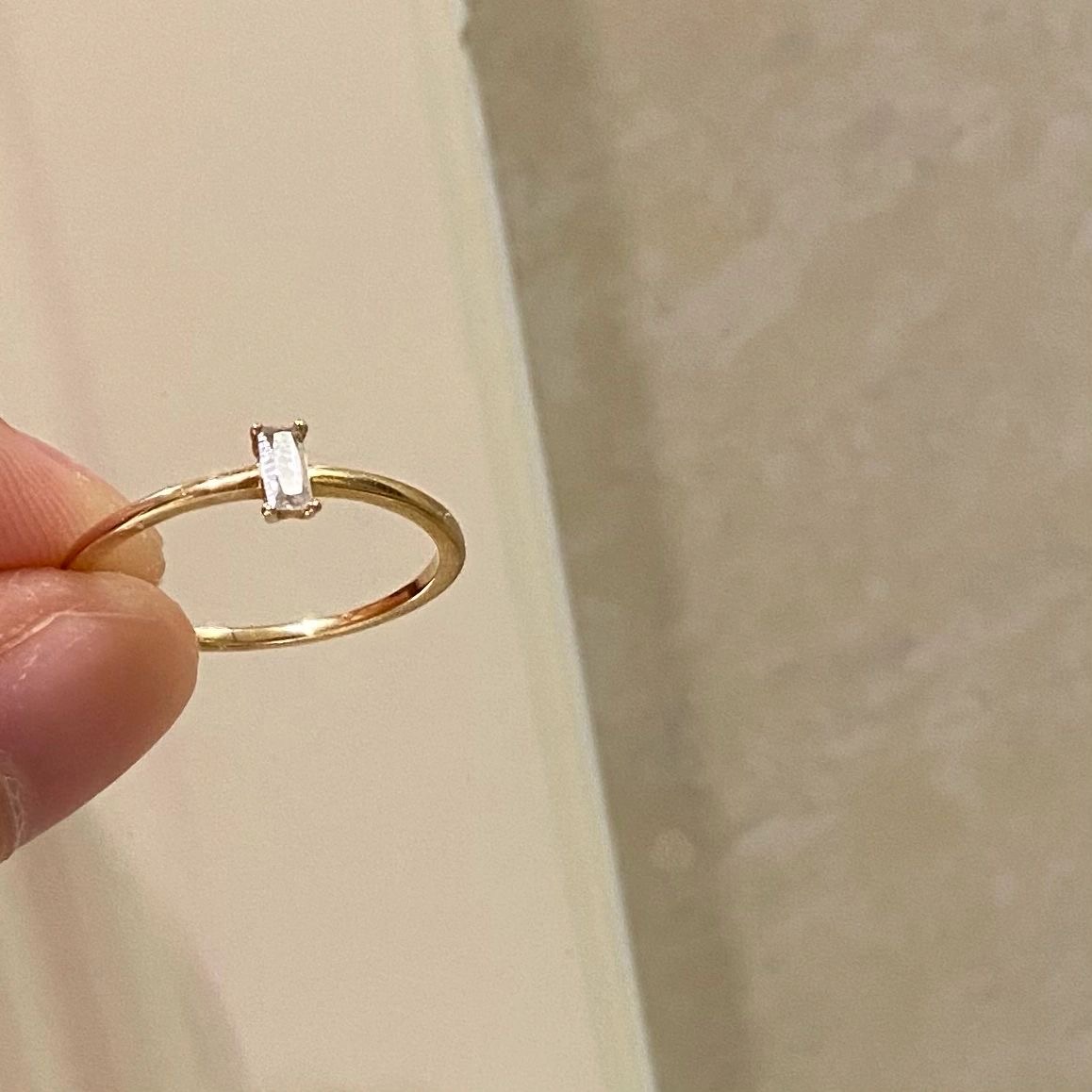 18K Gold Ring, Gold-Plated, Solitaire Ring, Classic Jewelry, Women's Gift