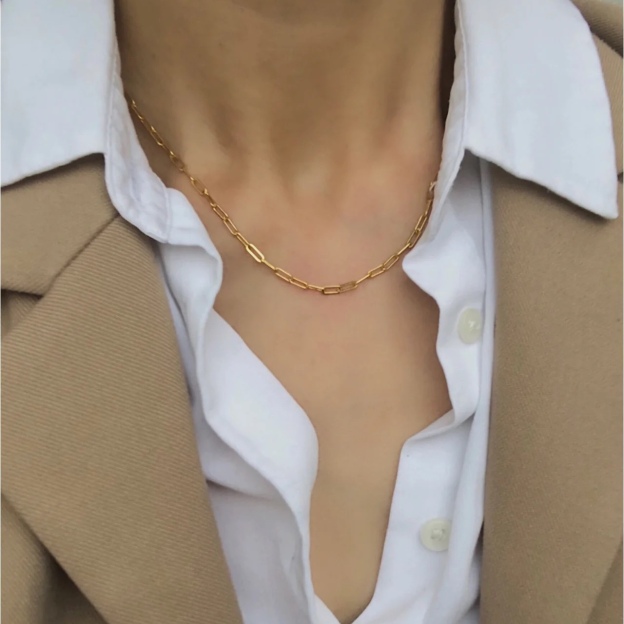 18K Gold Necklace, Gold-Plated, Minimalist Design, Fashion Jewelry, Women's Accessories