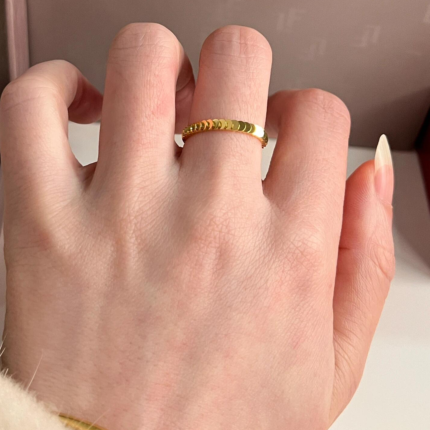 18K Gold Ring, Gold-Plated, Stackable Design, Fashion Jewelry, Everyday Wear