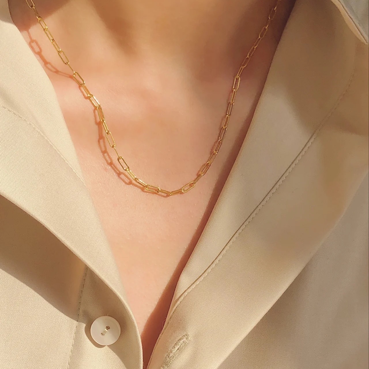 18K Gold Necklace, Gold-Plated, Minimalist Design, Fashion Jewelry, Women's Accessories