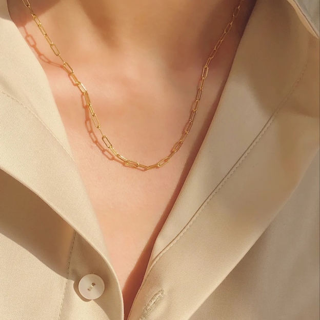 18K Gold Necklace, Gold-Plated, Minimalist Design, Fashion Jewelry, Women's Accessories