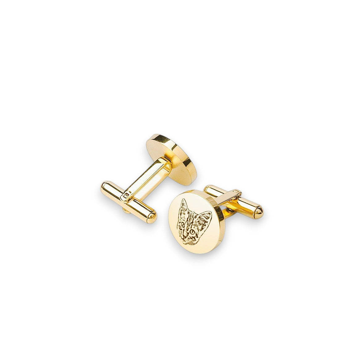 Add a Whisker of Sophistication - Gold-Tone Cat Cufflinks for the Discerning Gentleman. #CatCufflinks #GoldToneJewelry #GentlemanStyle