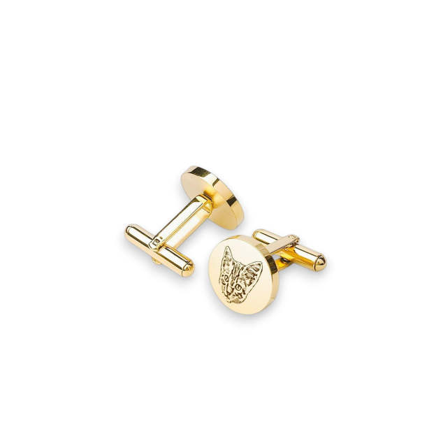 Add a Whisker of Sophistication - Gold-Tone Cat Cufflinks for the Discerning Gentleman. #CatCufflinks #GoldToneJewelry #GentlemanStyle