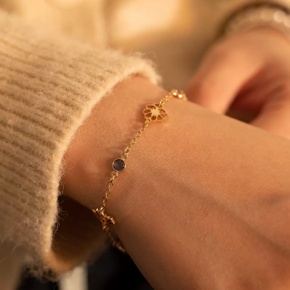 birth stones and flowers bracelet