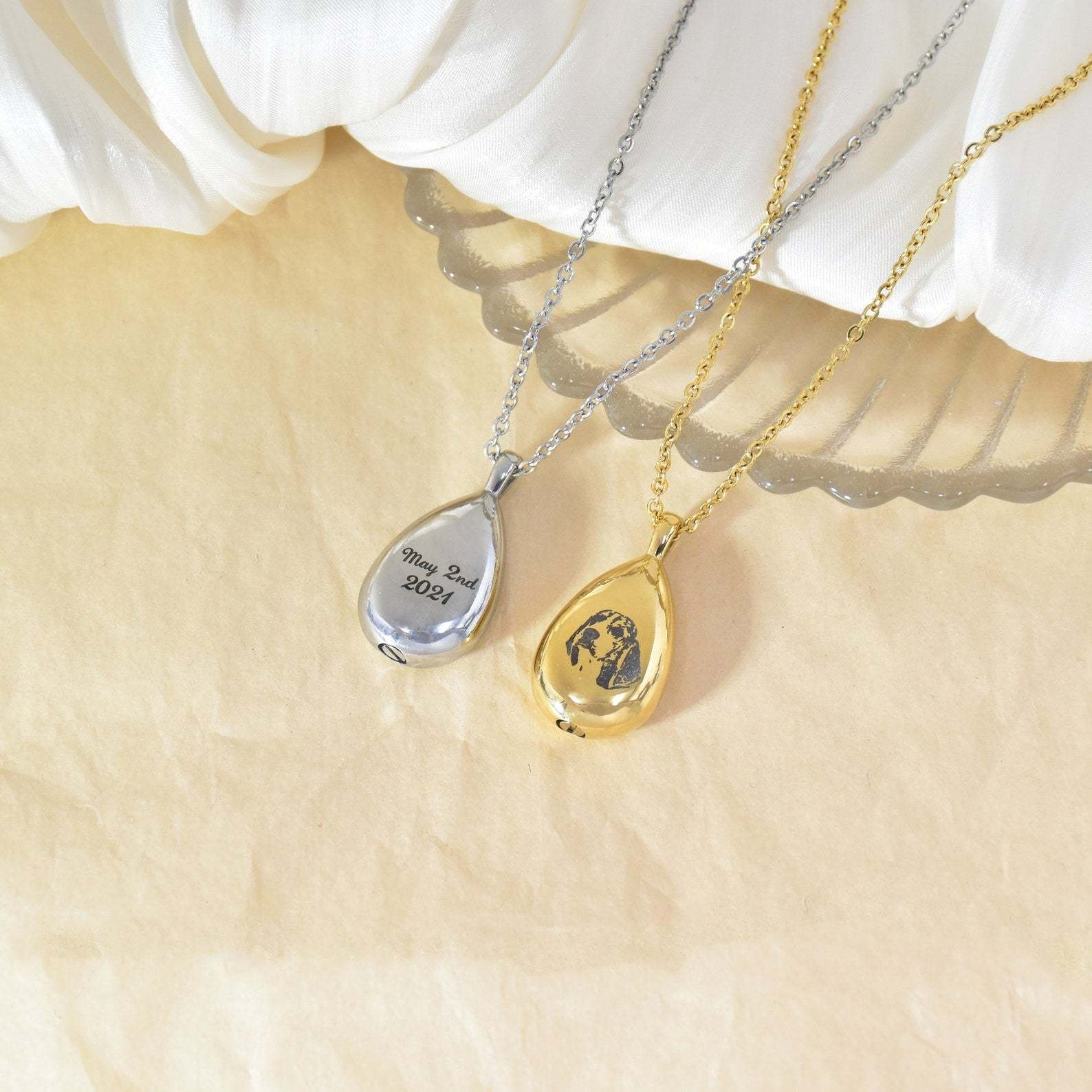 Keep Your Pet's Memory Close - Personalized Teardrop Pet Memorial Jewelry. #PetMemory #TeardropNecklace #PetOwnerGift