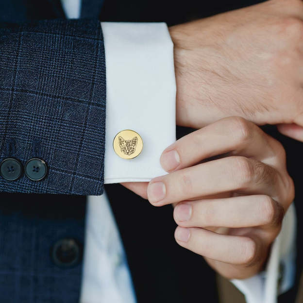 Elevate Your Style with a Touch of Whimsy - Gold-Tone Cat Cufflink. #CatCufflink #GoldToneAccessory #MensWithStyle