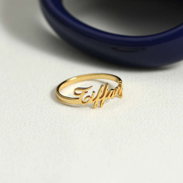 Custom Name Couples Rings - Personalized in 14K and 18K Gold Plated & Solid, Perfect for Expressing Love