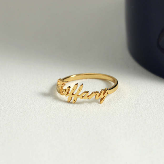 Custom Name Couples Rings - Personalized in 14K and 18K Gold Plated & Solid, Perfect for Expressing Love