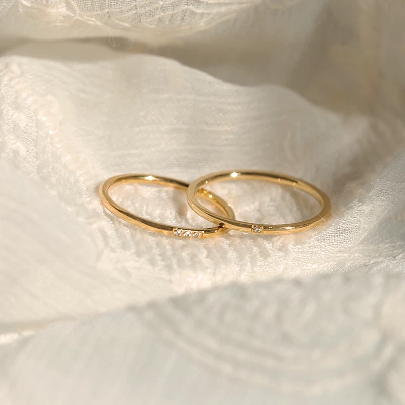 18K Gold, Gold-Plated, Stackable Rings, Fashion Jewelry, Women's Accessories