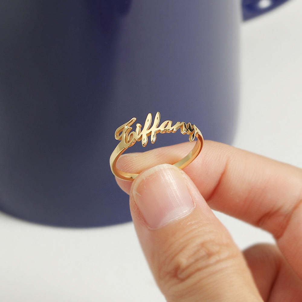 Custom Name Couples Rings - Personalized in 14K and 18K Gold Plated & Solid, Perfect for Expressing Love