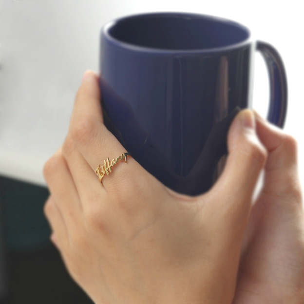 Custom Name Couples Rings - Personalized in 14K and 18K Gold Plated & Solid, Perfect for Expressing Love