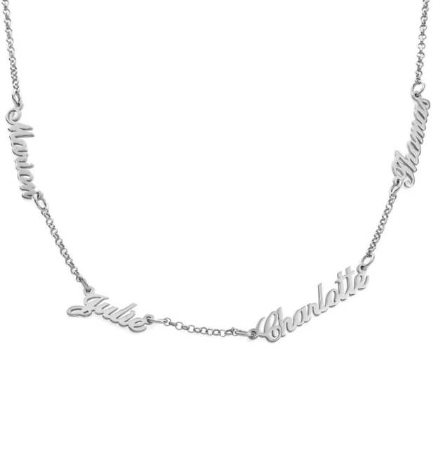 Personalized 14K Gold Family Name Necklace - Customize with Any Names, Available in 925 Silver, 14K Yellow, Rose, White Gold, and 18K Gold
