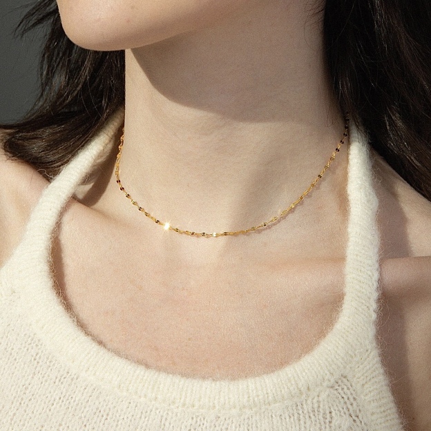 Elegant 18K Gold-Plated, 18K Solid Gold, 14K Gold-Plated and 14K Solid Gold Subtle Sparkle Necklace - Timeless Minimalist Jewelry