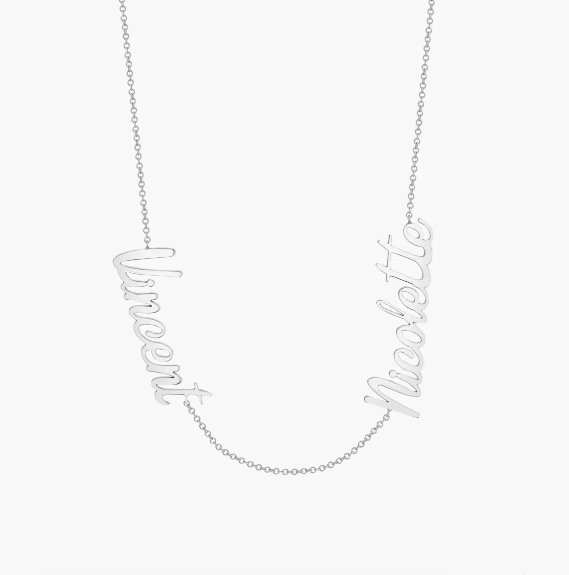 Personalized 14K Gold Family Name Necklace - Customize with Any Names, Available in 925 Silver, 14K Yellow, Rose, White Gold, and 18K Gold